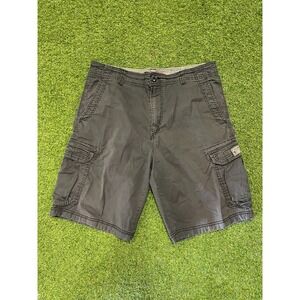 Vintage‎ UNIONBAY Cargo Shorts Mens 36 Gray Logo Cotton Outdoor Pockets Zip Fly